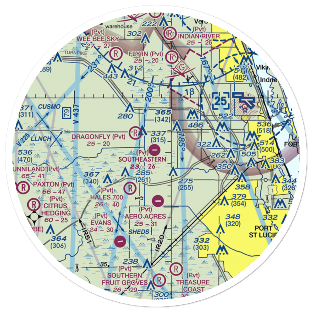 Southeastern Airport (FD30) VFR Sectional Sticker (30 mile) 