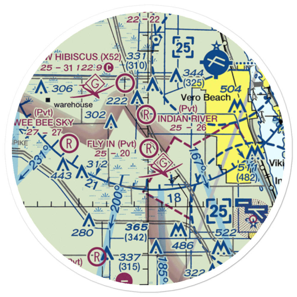 Fly In Ranches Airport (FD25) VFR Sectional Sticker (20 mile) 