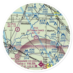 Pittman Oaks Airport (FA88) VFR Sectional Sticker (20 mile)