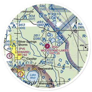 Woods and Lakes Airpark (FA38) VFR Sectional Sticker (20 mile)