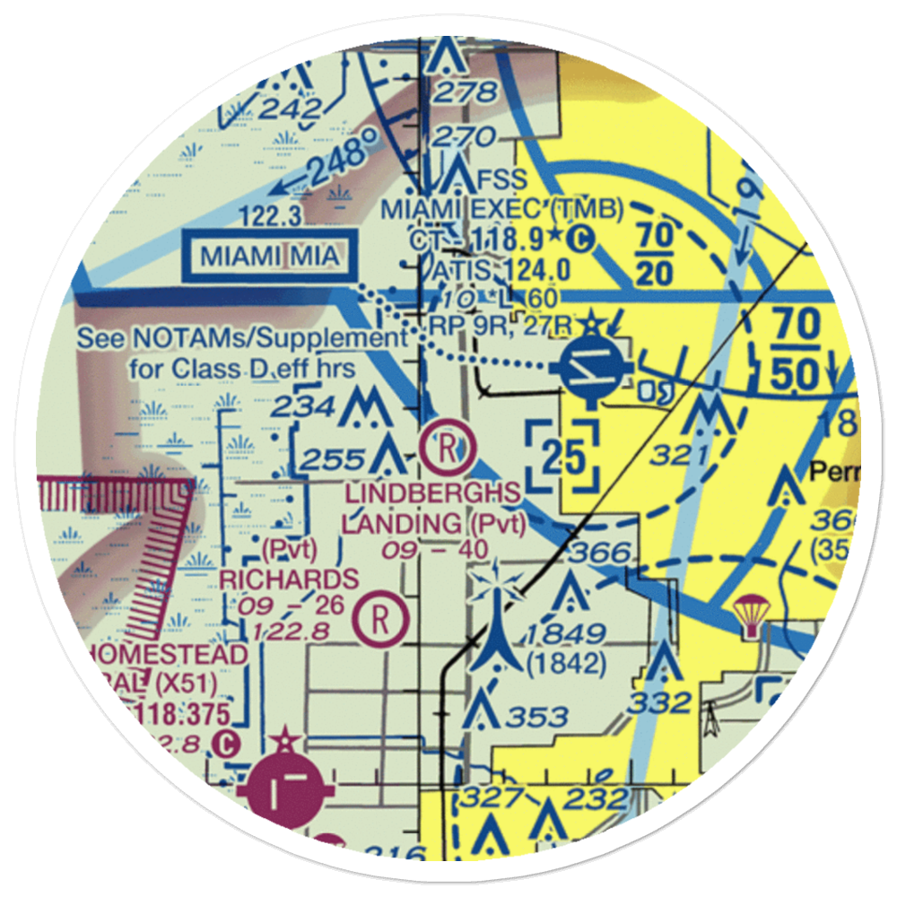 Lindbergh's Landing Airport (FA35) VFR Sectional Sticker (20 mile) 