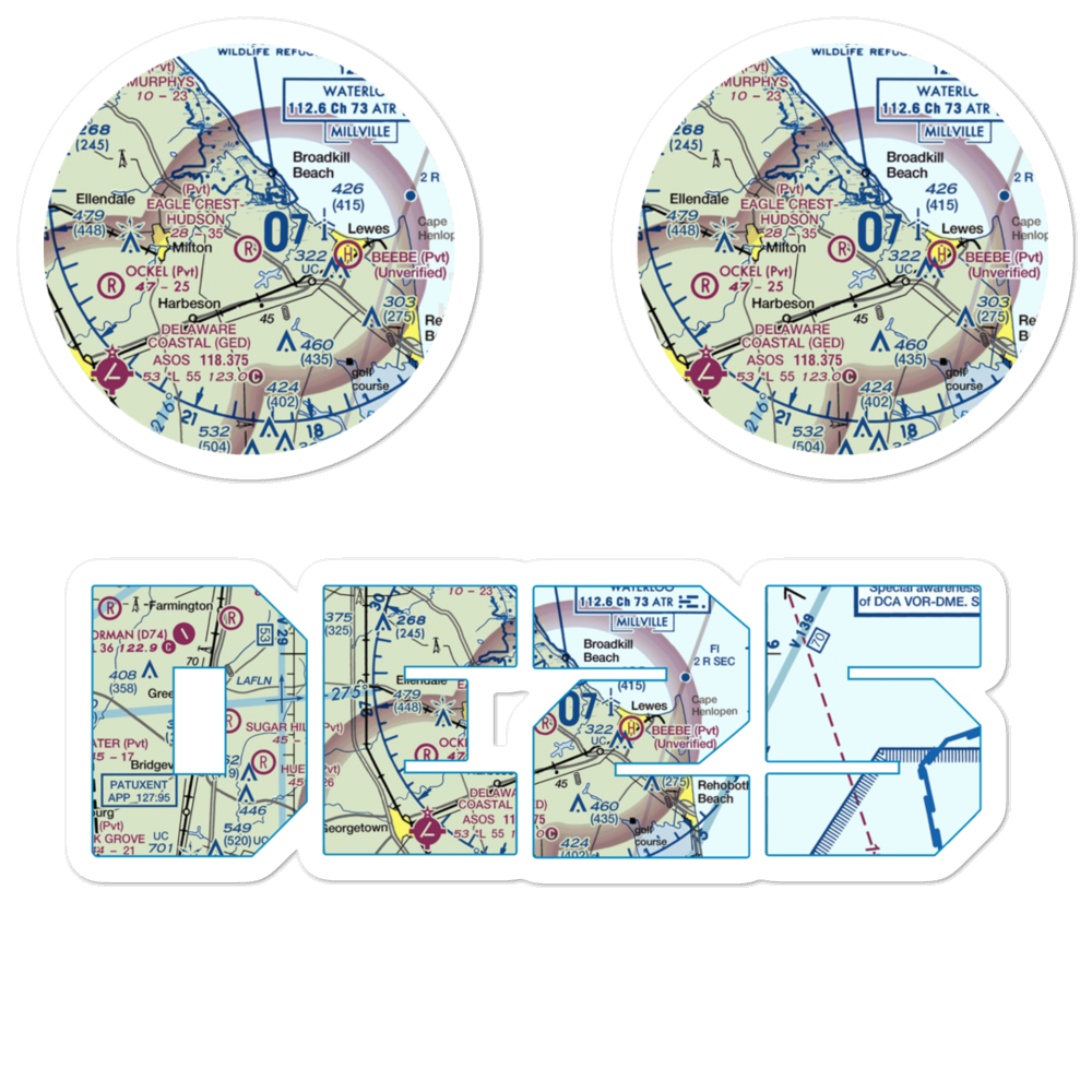 Eagle Crest-Hudson Airport (DE25) VFR Sectional Sticker Pack 