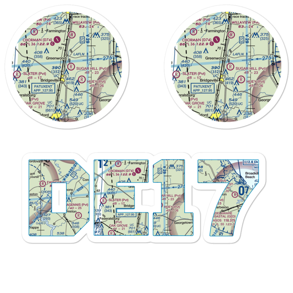 Sugar Hill Airport (DE17) VFR Sectional Sticker Pack 