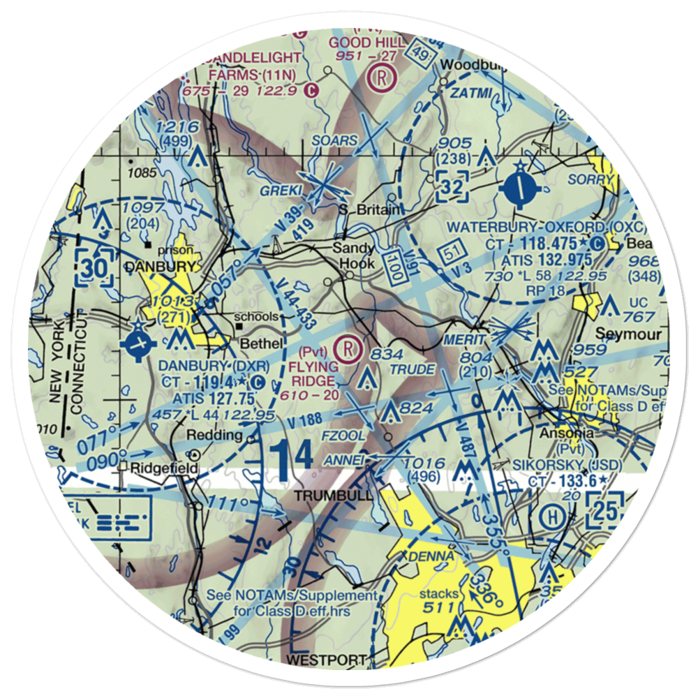 Flying Ridge Airstrip (CT52) VFR Sectional Sticker (30 mile) 