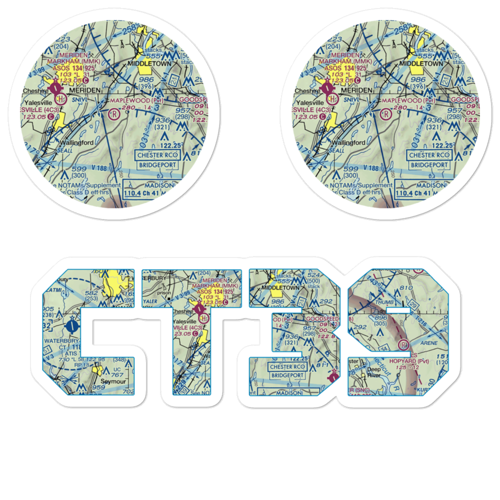 Maplewood Farm Airport (CT39) VFR Sectional Sticker Pack 