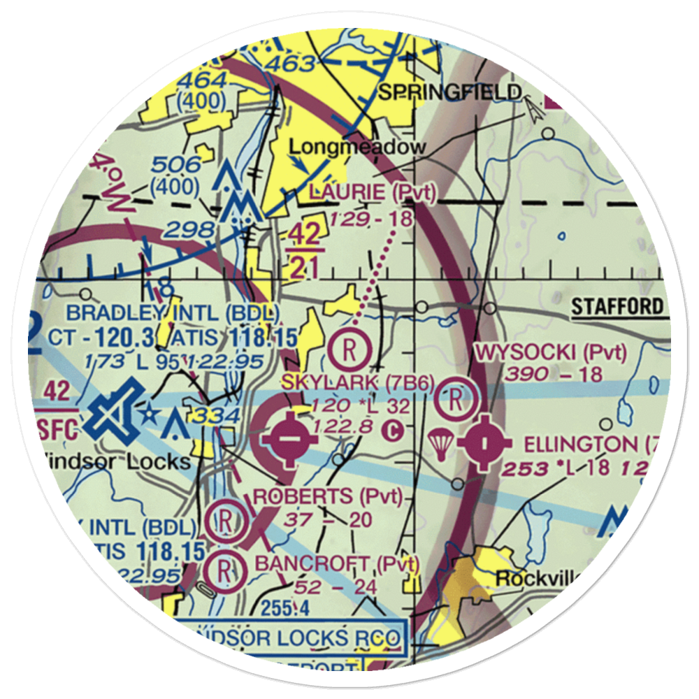Laurie Field (CT19) VFR Sectional Sticker (20 mile) 