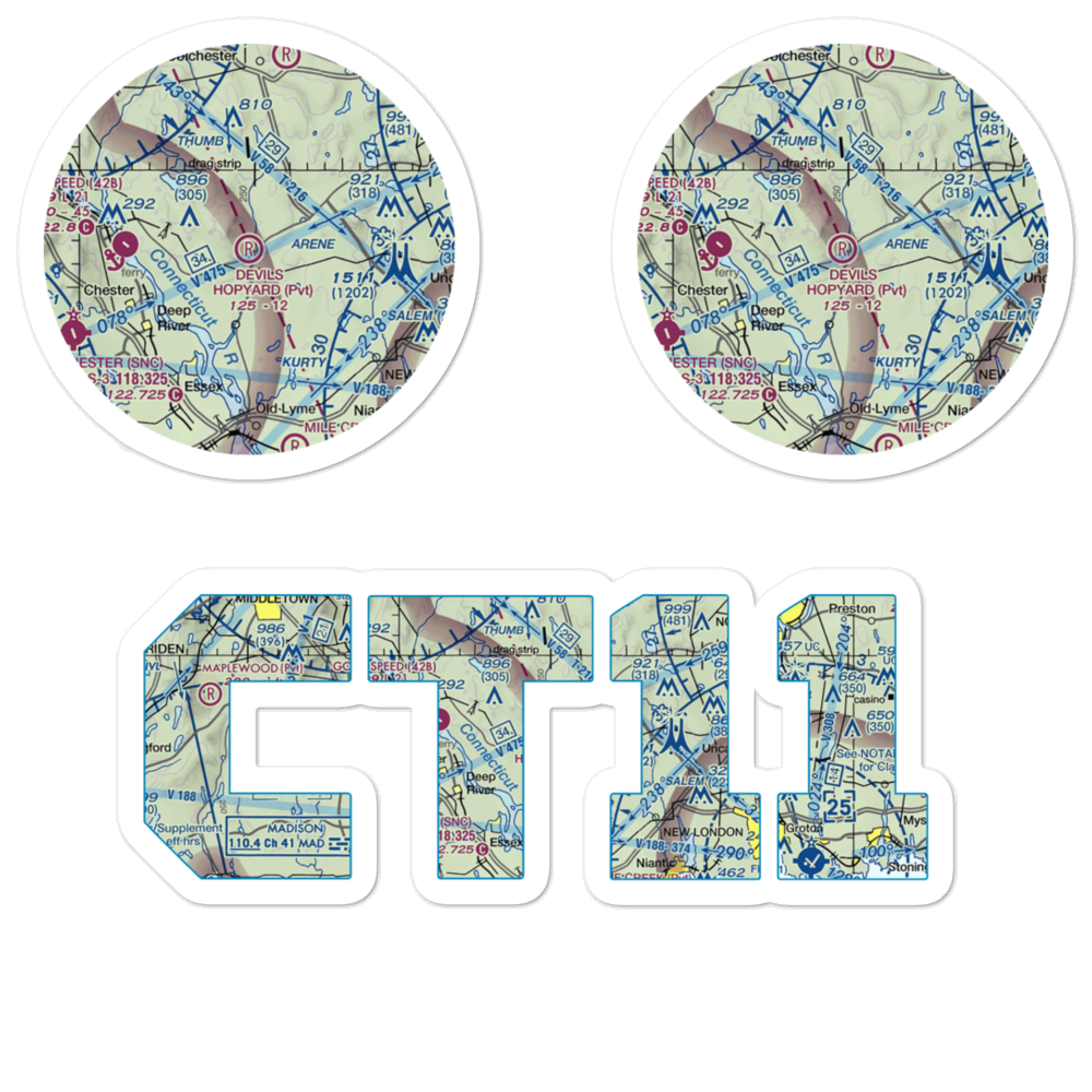 Devils Hopyard Field (CT11) VFR Sectional Sticker Pack 