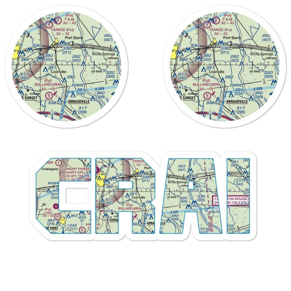 Craig's field (CRAI) VFR Sectional Sticker Pack 
