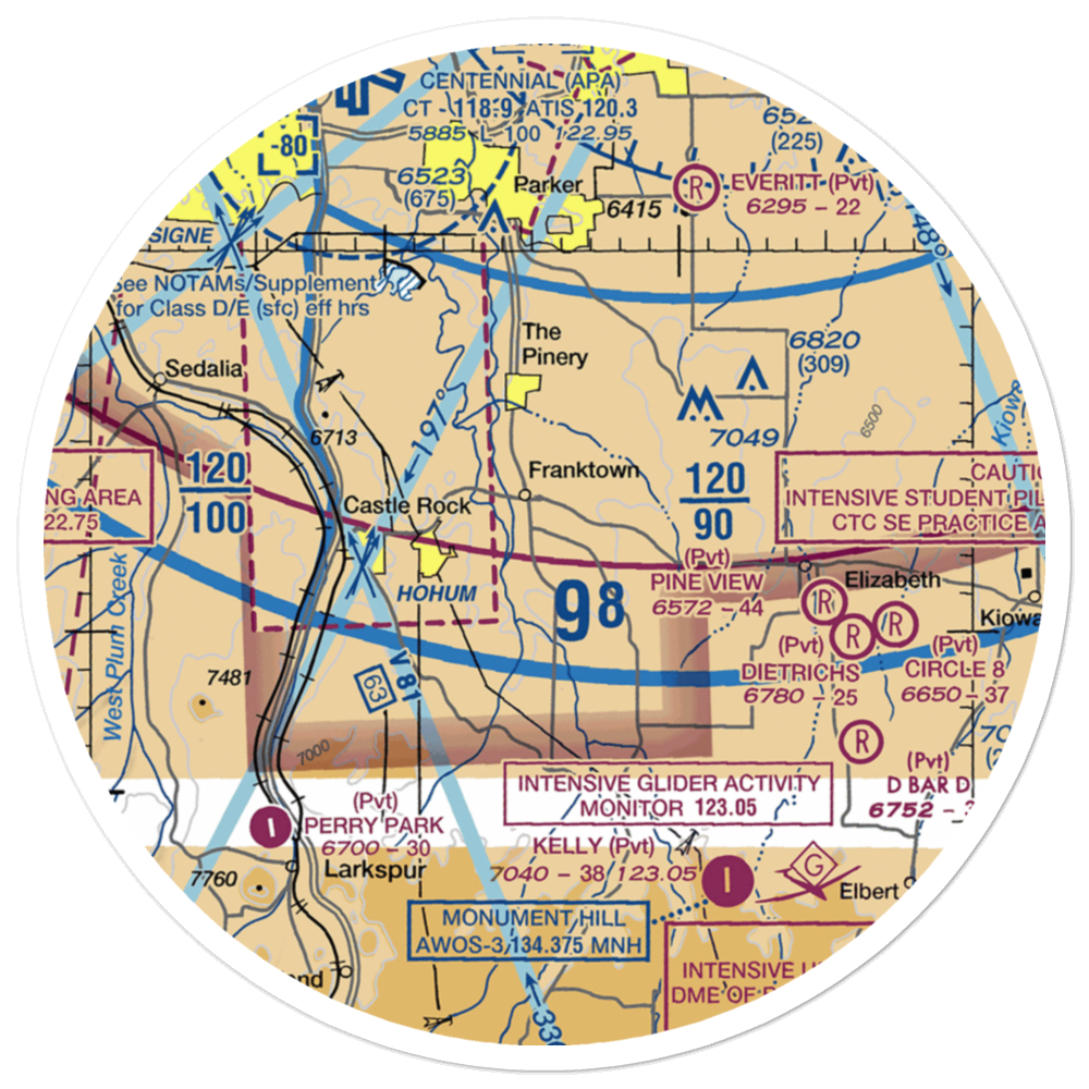 Reed Hollow Ranch Airport (CO96) VFR Sectional Sticker (30 mile) 