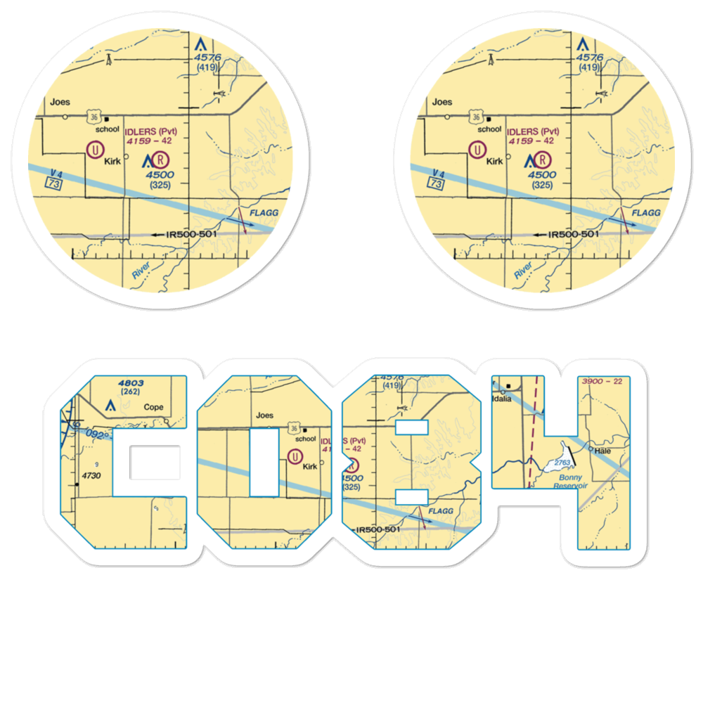 Idlers Field (CO84) VFR Sectional Sticker Pack 