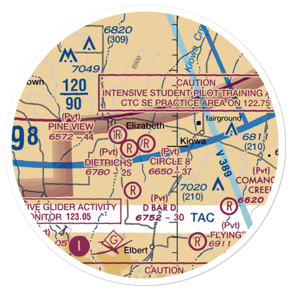 Circle 8 Ranch Airport (CO42) VFR Sectional Sticker (20 mile) 