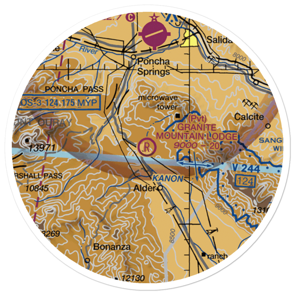 Granite Mountain Lodge Airport (CO11) VFR Sectional Sticker (20 mile) 