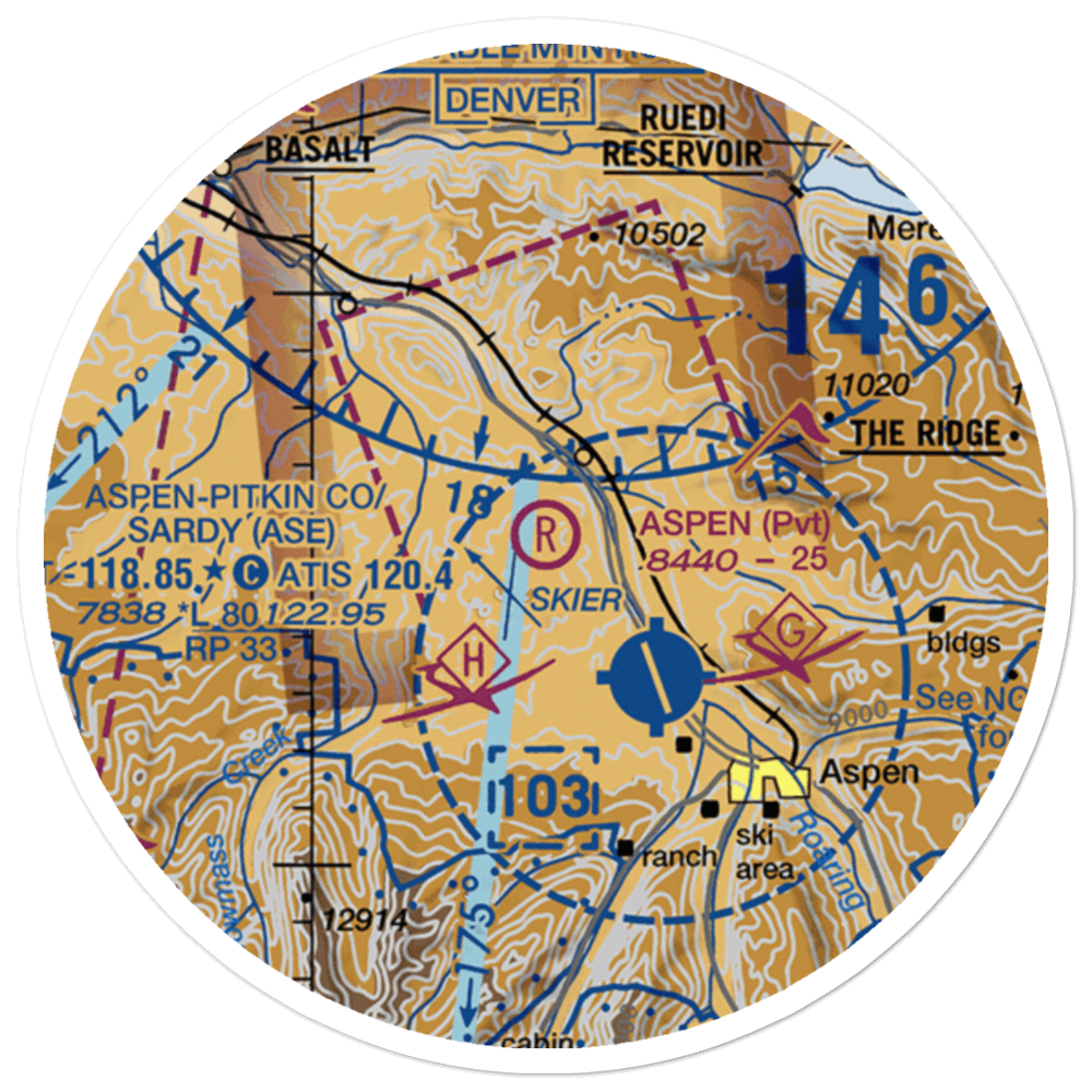 Aspen Gliderport (CO03) VFR Sectional Sticker (20 mile) 