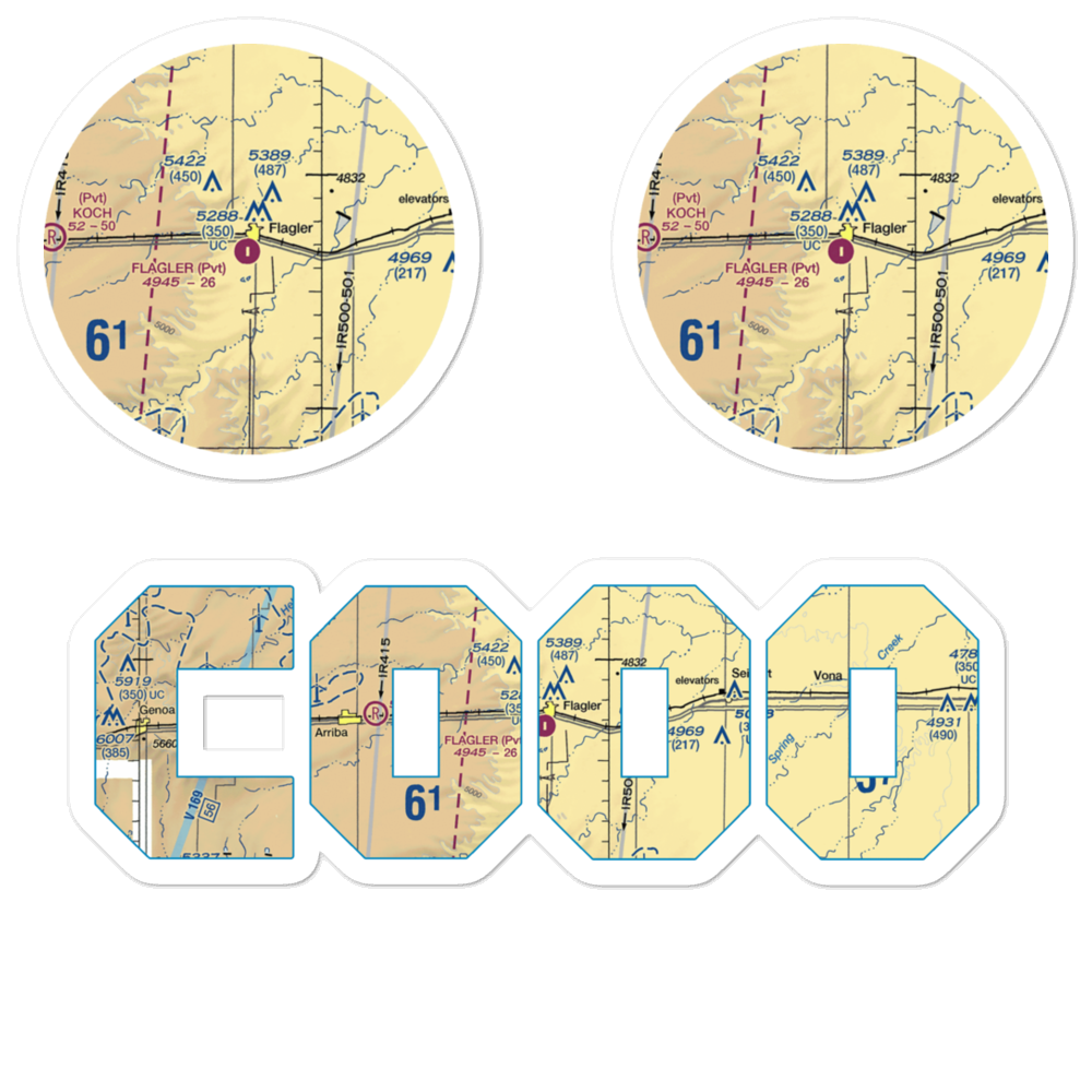 Flagler Aerial Spraying Inc Airport (CO00) VFR Sectional Sticker Pack 