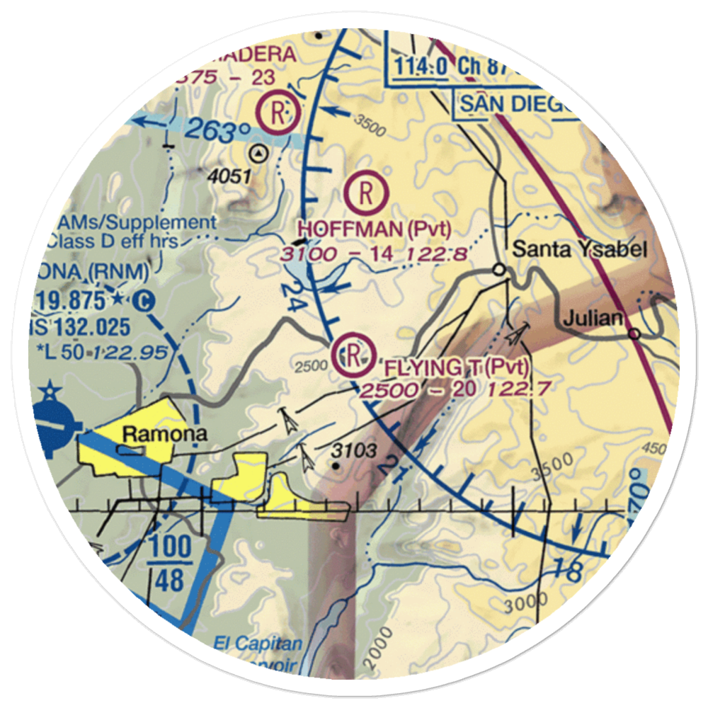 Flying T Ranch Airport (CA76) VFR Sectional Sticker (20 mile) 