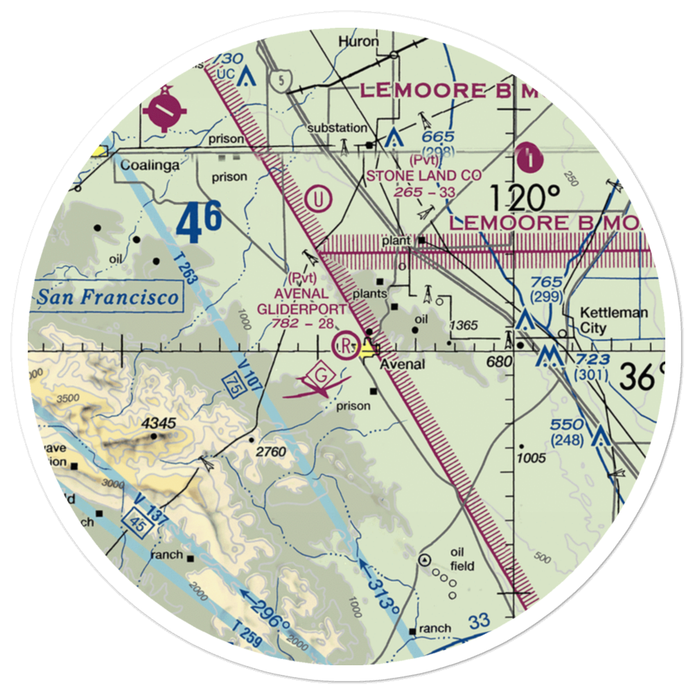 Avenal Gliderport (CA69) VFR Sectional Sticker (30 mile) 