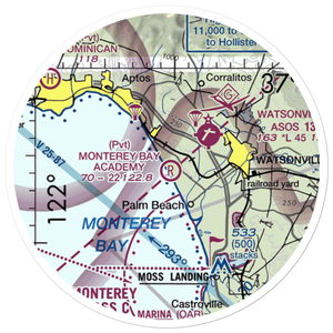 Monterey Bay Academy Airport (CA66) VFR Sectional Sticker (20 mile)