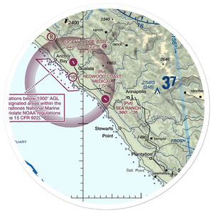 The Sea Ranch Airport (CA51) VFR Sectional Sticker (30 mile)