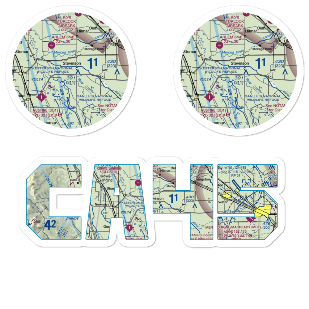 Stevinson Strip (CA45) VFR Sectional Sticker Pack 