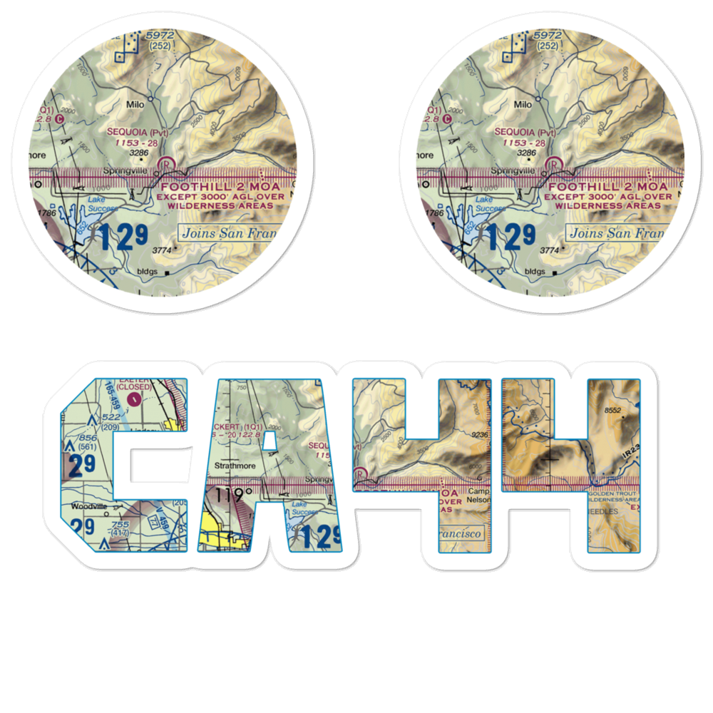 Sequoia Ranch Airport (CA44) VFR Sectional Sticker Pack 