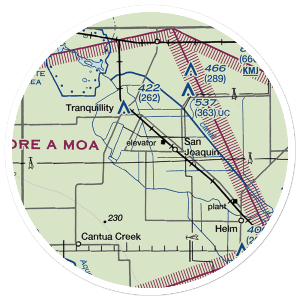 San Joaquin Airport (CA32) VFR Sectional Sticker (20 mile) 