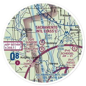 Sunrise Dusters Airport (CA18) VFR Sectional Sticker (20 mile)