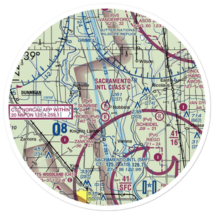 Sunrise Dusters Airport (CA18) VFR Sectional Sticker (30 mile)