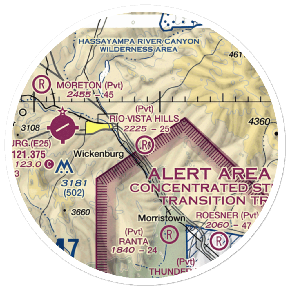 Rio Vista Hills Airport (AZ64) VFR Sectional Sticker (20 mile) 