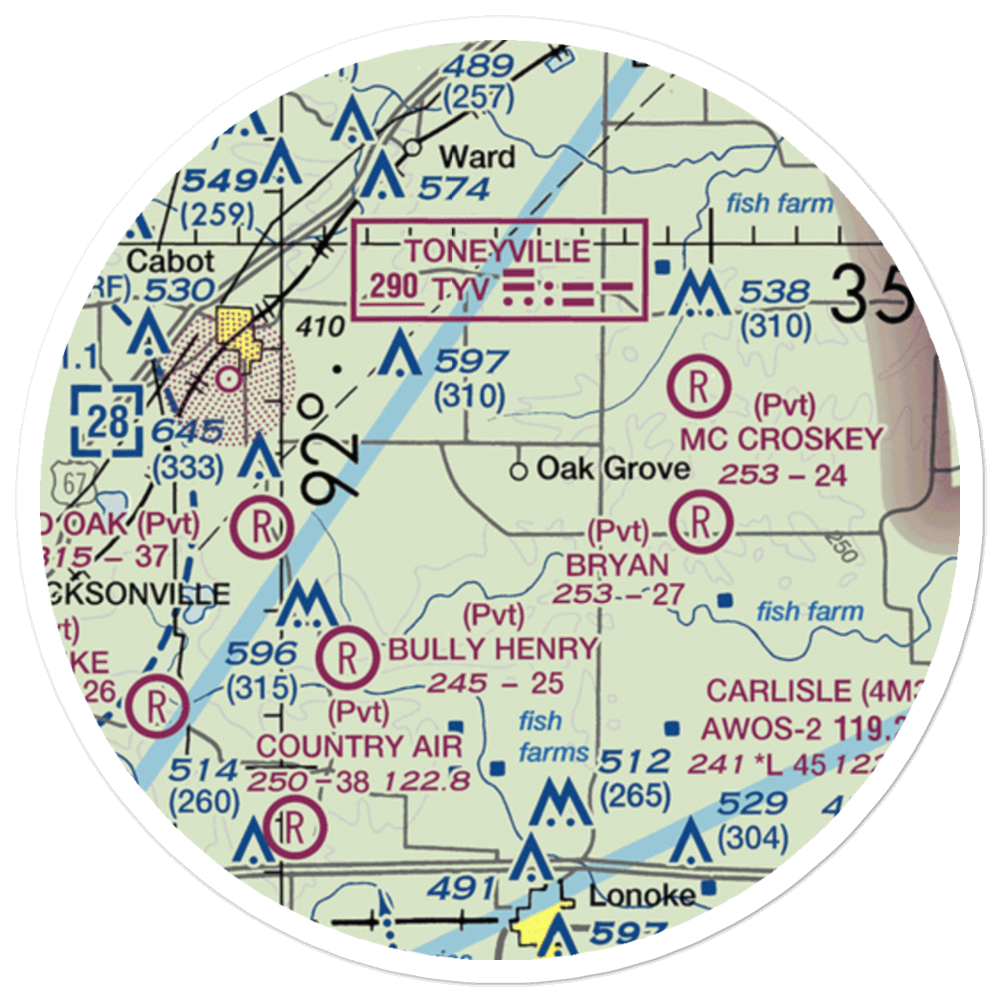 Ralph Fulmer Field (AR54) VFR Sectional Sticker (20 mile) 