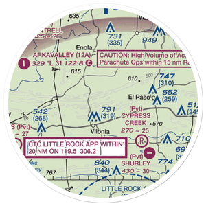 Vilonia Airport (AR25) VFR Sectional Sticker (20 mile)