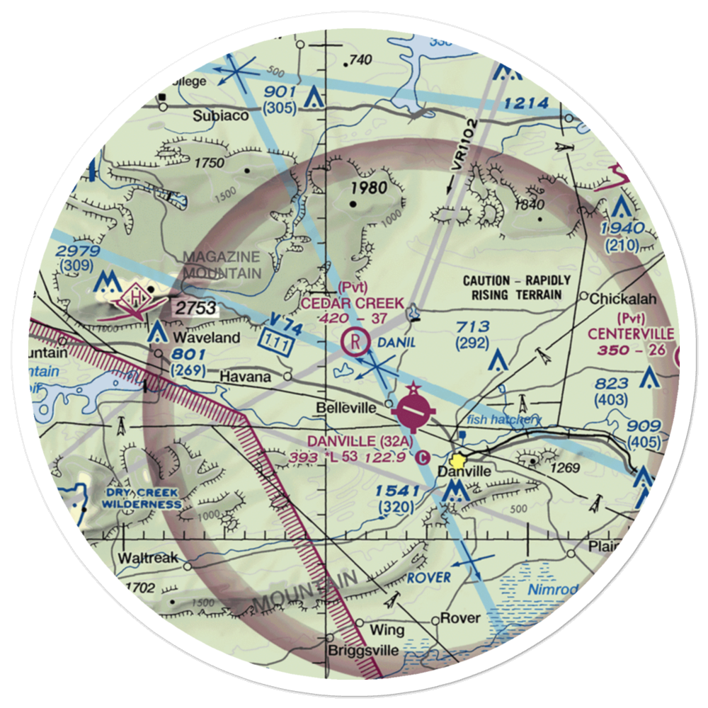 Cedar Creek Ranch Airport (25AR) VFR Sectional Sticker (30 mile) 