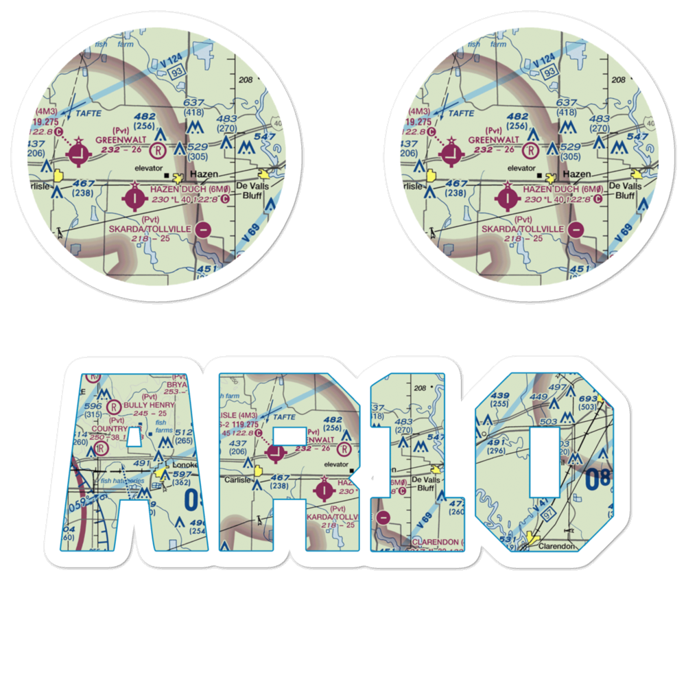 Greenwalt Company Airport (AR10) VFR Sectional Sticker Pack 
