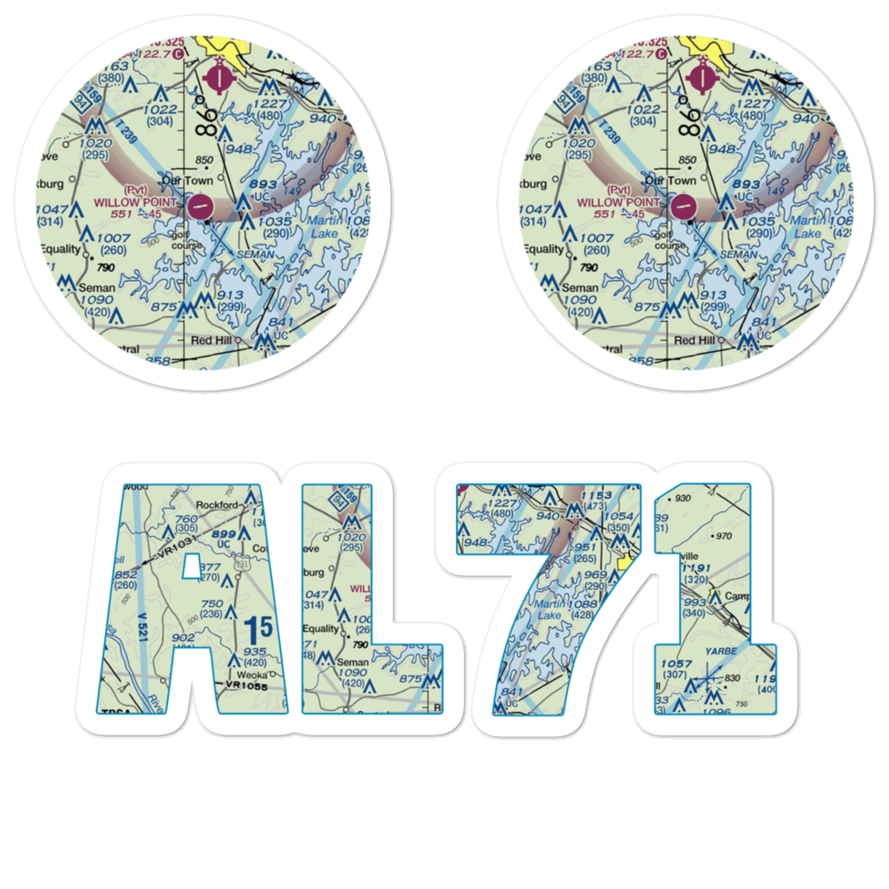 Willow Point Airport (AL71) VFR Sectional Sticker Pack 