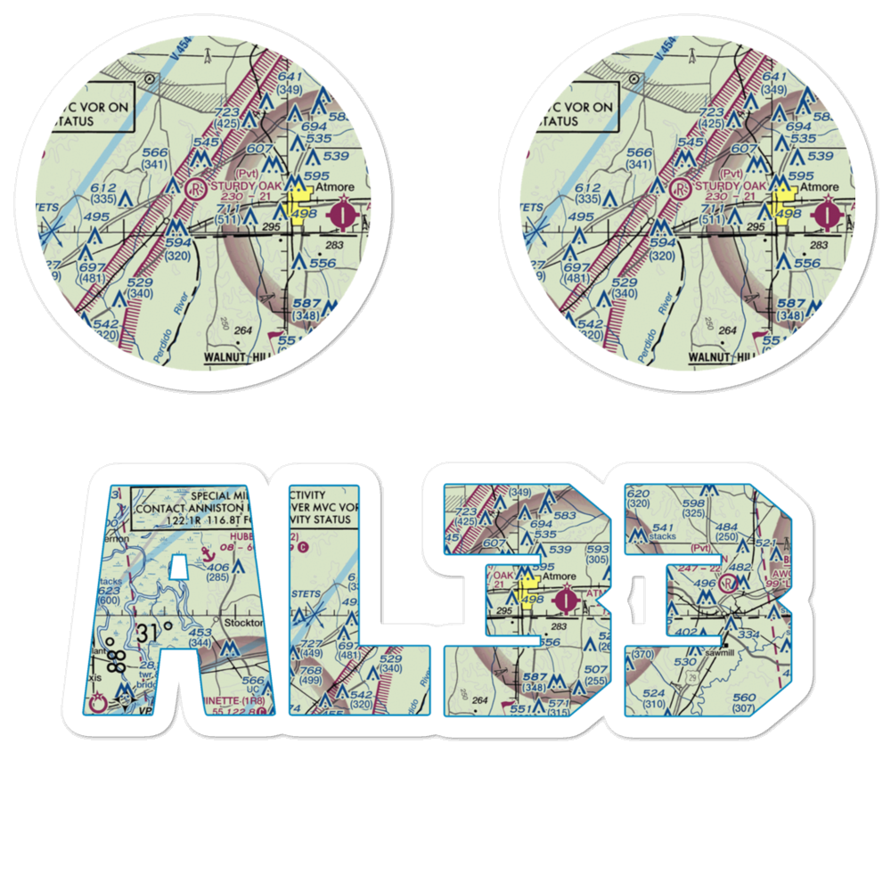 Sturdy Oak Farm Airport (AL33) VFR Sectional Sticker Pack 