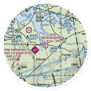 Headquarters Airport (AL27) VFR Sectional Sticker (20 mile)