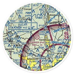 Parker Field (AL18) VFR Sectional Sticker (20 mile)