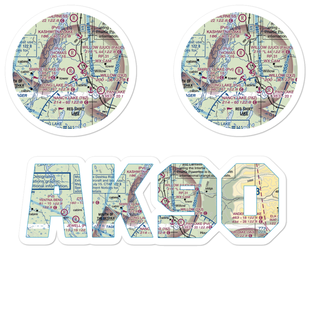 Shirley Lake Airport (AK90) VFR Sectional Sticker Pack 