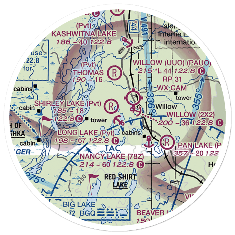 Long Lake Airport (AK69) VFR Sectional Sticker (20 mile) 