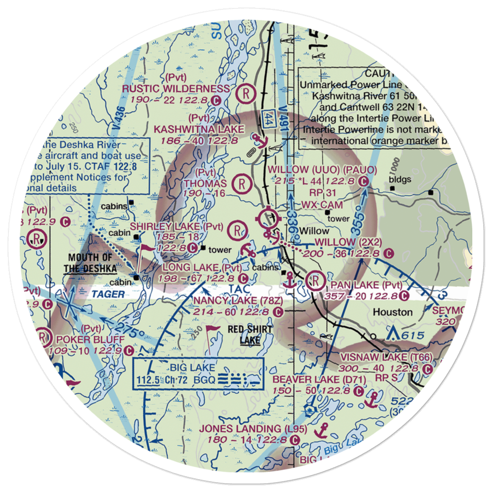 Long Lake Airport (AK69) VFR Sectional Sticker (30 mile) 