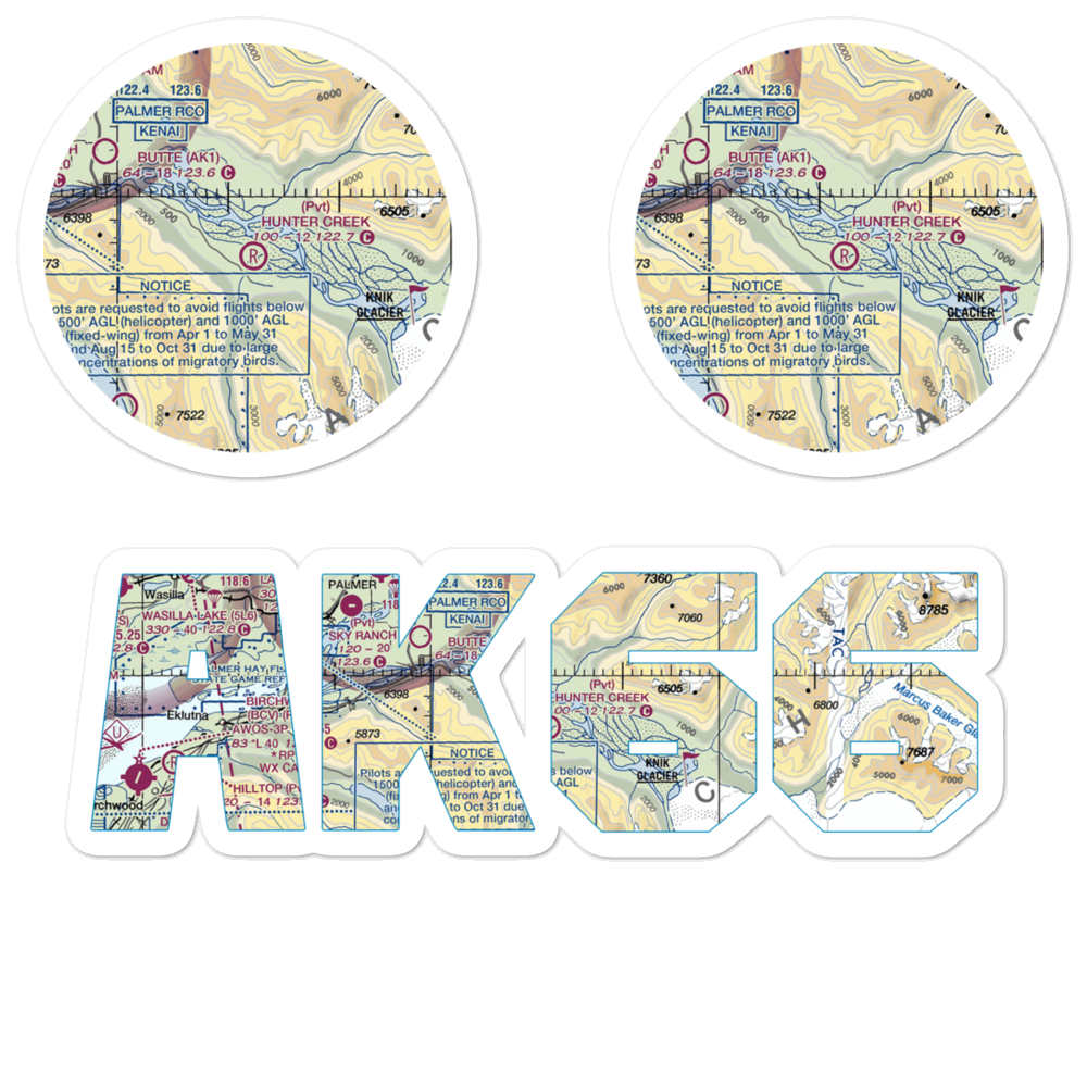Hunter Creek Airport (AK66) VFR Sectional Sticker Pack 