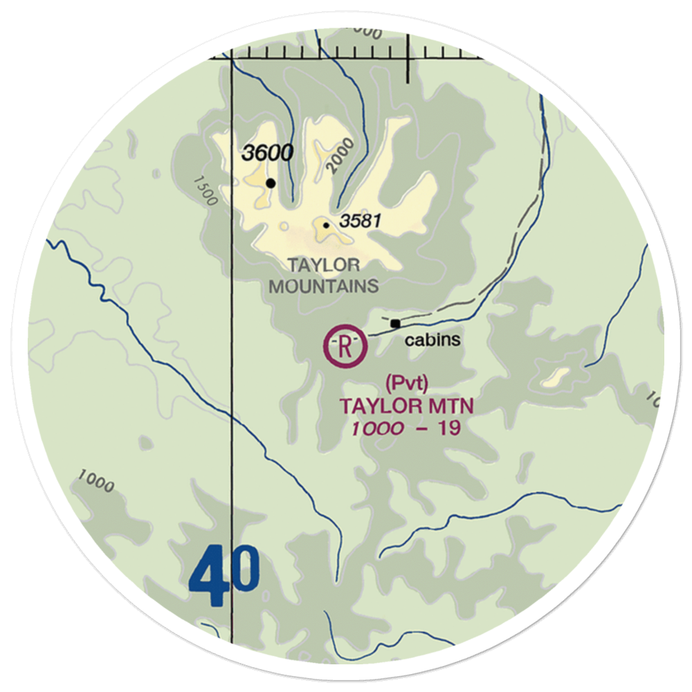 Taylor Mountain Airport (AK64) VFR Sectional Sticker (20 mile) 