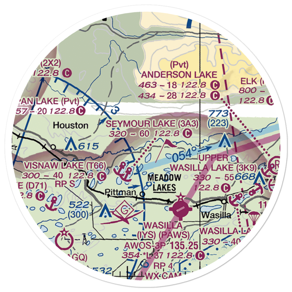 Valley Flying Crown Airport (AK27) VFR Sectional Sticker (20 mile) 