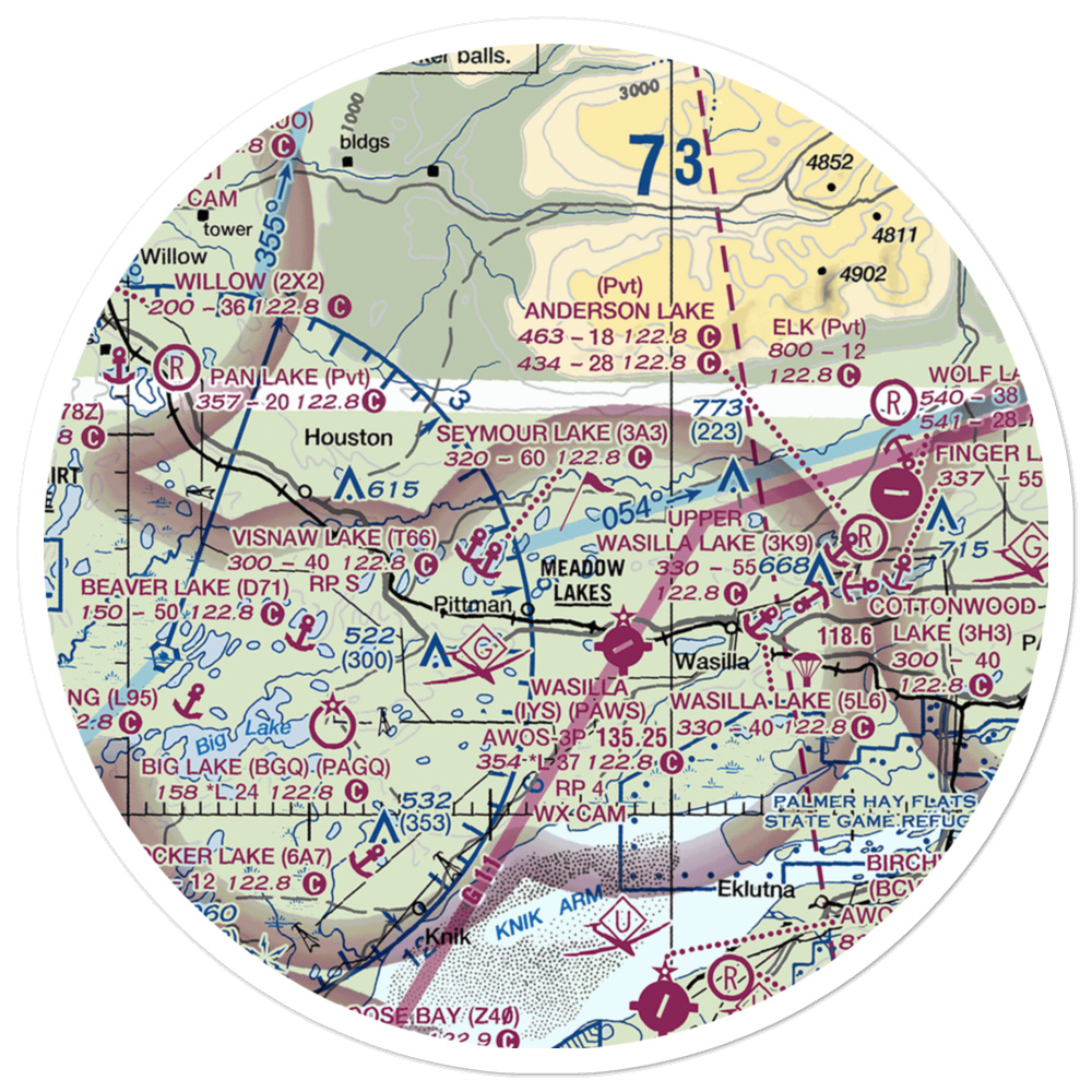 Piper Landing Airport (AK25) VFR Sectional Sticker (30 mile) 