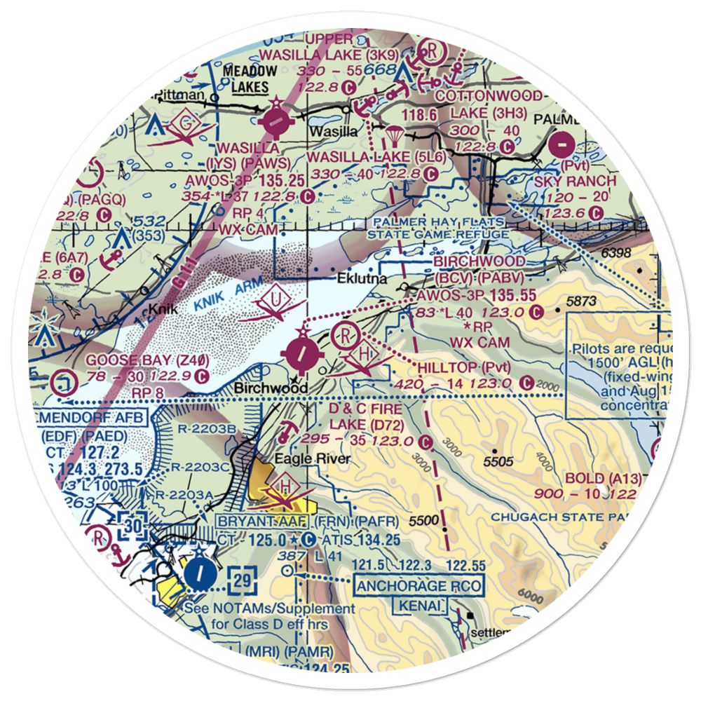 Hilltop Airport (AK24) VFR Sectional Sticker (30 mile) 
