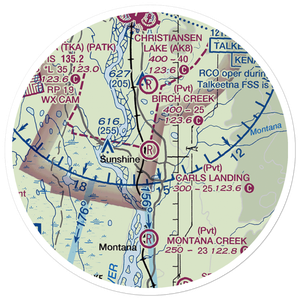 Carl's Landing Airport (AK19) VFR Sectional Sticker (20 mile)