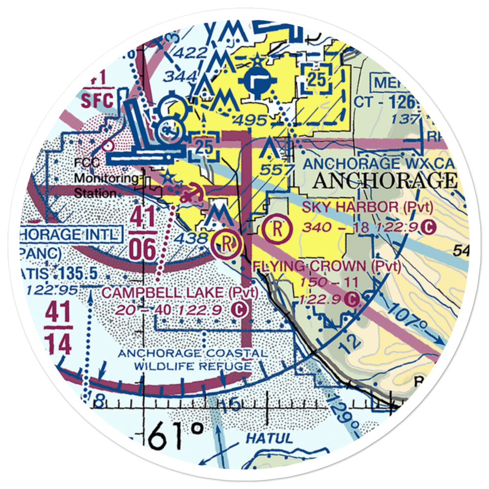 Flying Crown Airport (AK12) VFR Sectional Sticker (20 mile) 