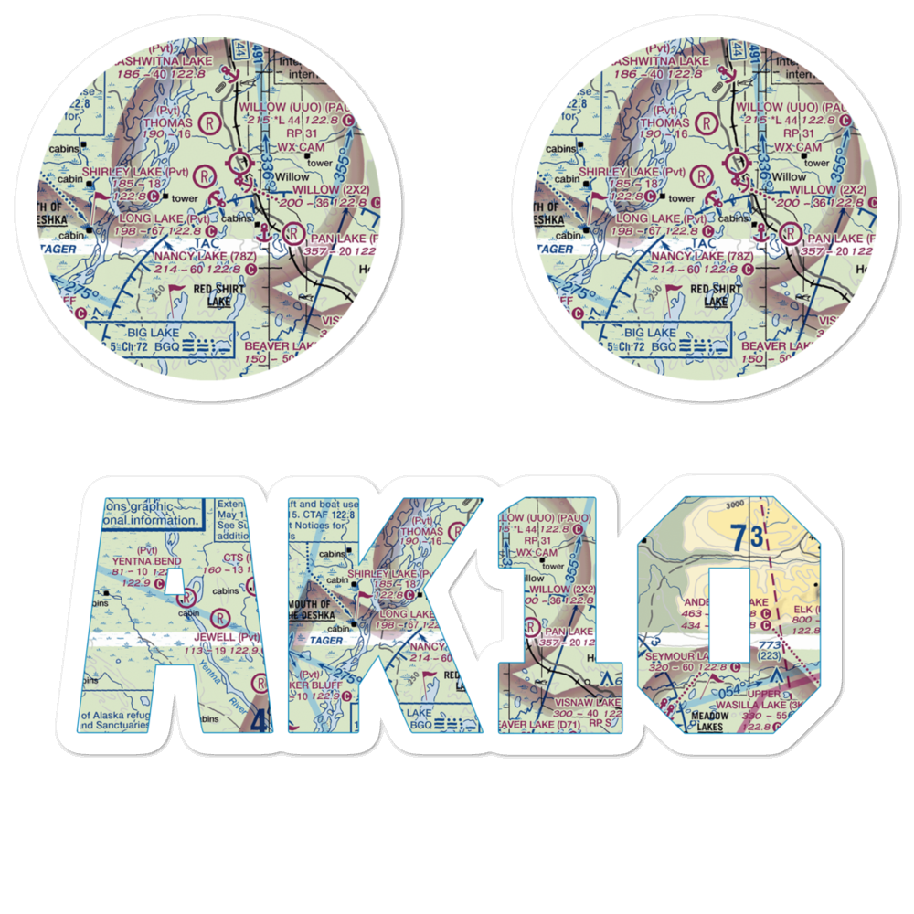 AK-10 Airstrip (AK10) VFR Sectional Sticker Pack 