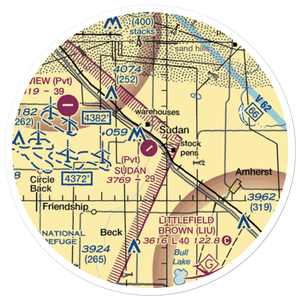 Sudan Airport (9XS6) VFR Sectional Sticker (20 mile)
