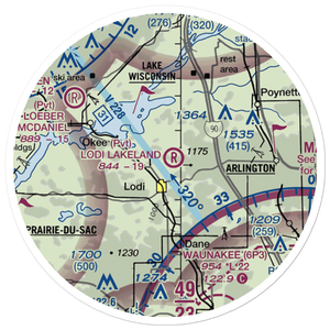 Lodi Lakeland Airport (9WN5) VFR Sectional Sticker (20 mile)