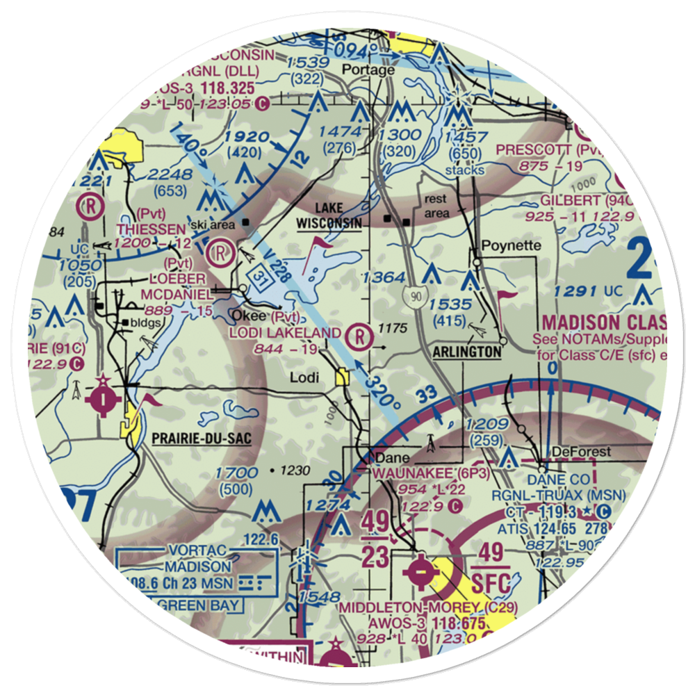 Lodi Lakeland Airport (9WN5) VFR Sectional Sticker (30 mile) 